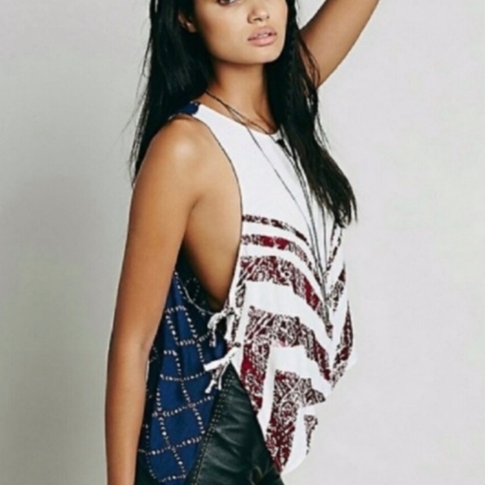 Free People Red White & Blue Touch Of Love Tank